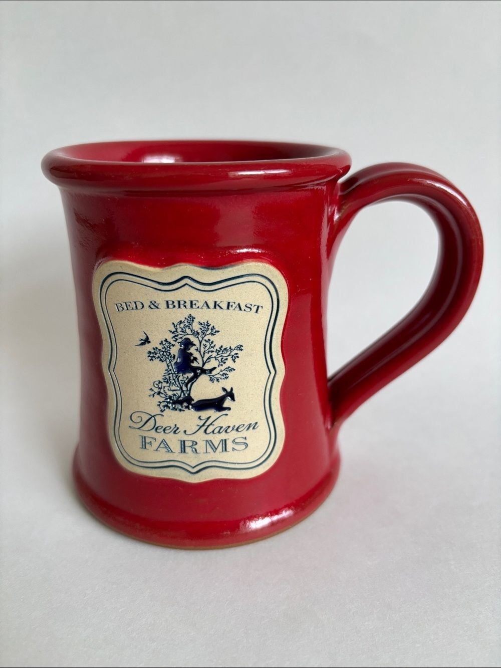 Deneen Pottery Red Mug Deer Haven Farms Made In The USA